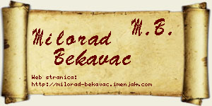 Milorad Bekavac vizit kartica